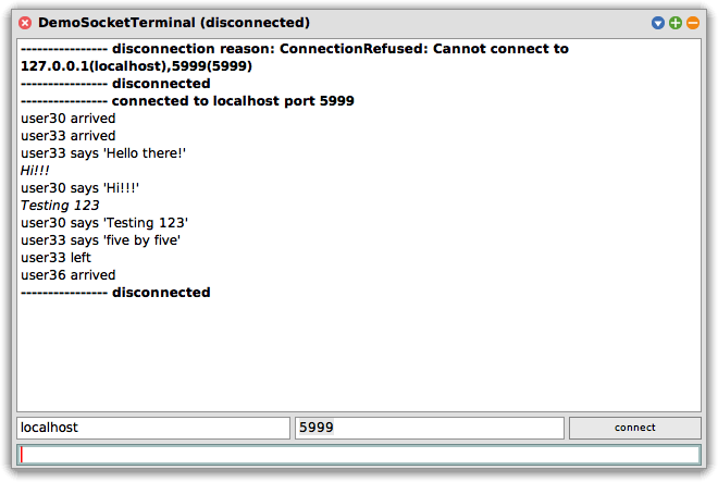 DemoSocketTerminal screenshot